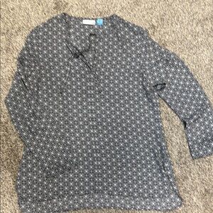 Black and White Patterned Long Sleeve Top